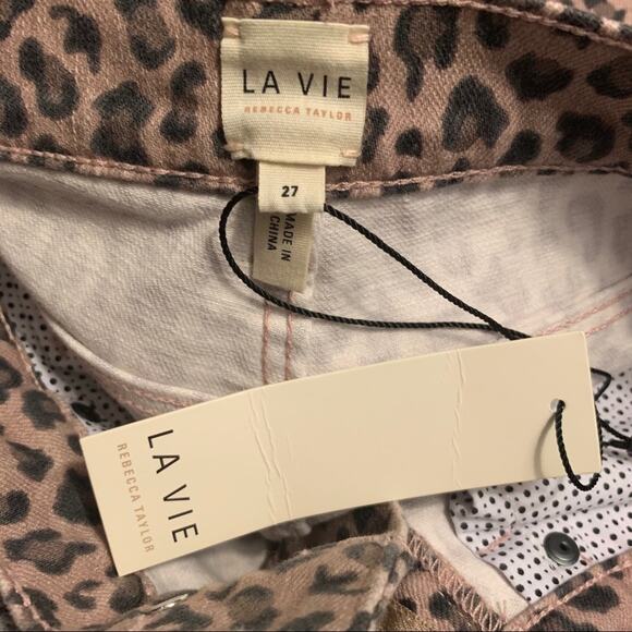 NWT Rebecca Taylor ocelot leopard print jeans Sz 27 - Picture 3 of 8